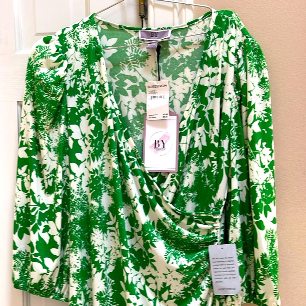 BY design NYC Nordstrom Kelly Green side wrap knit dress NWT